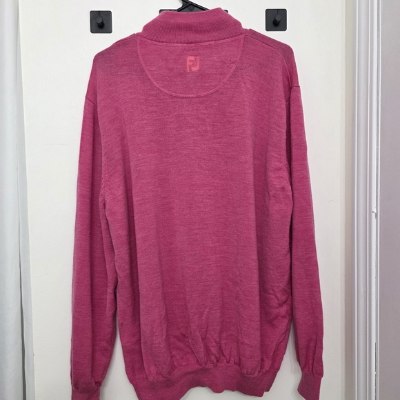 FJ Footjoy 100% Wool Pullover Sweater Mens Pink 1/4 Zip Size XXL - Picture 5 of 7